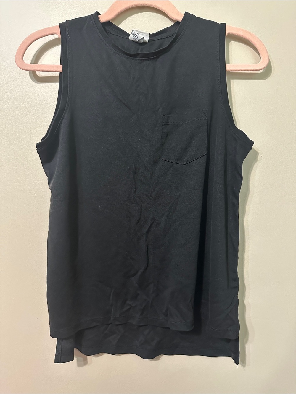 a new day Black Sleeveless Tank with Chest Pocket